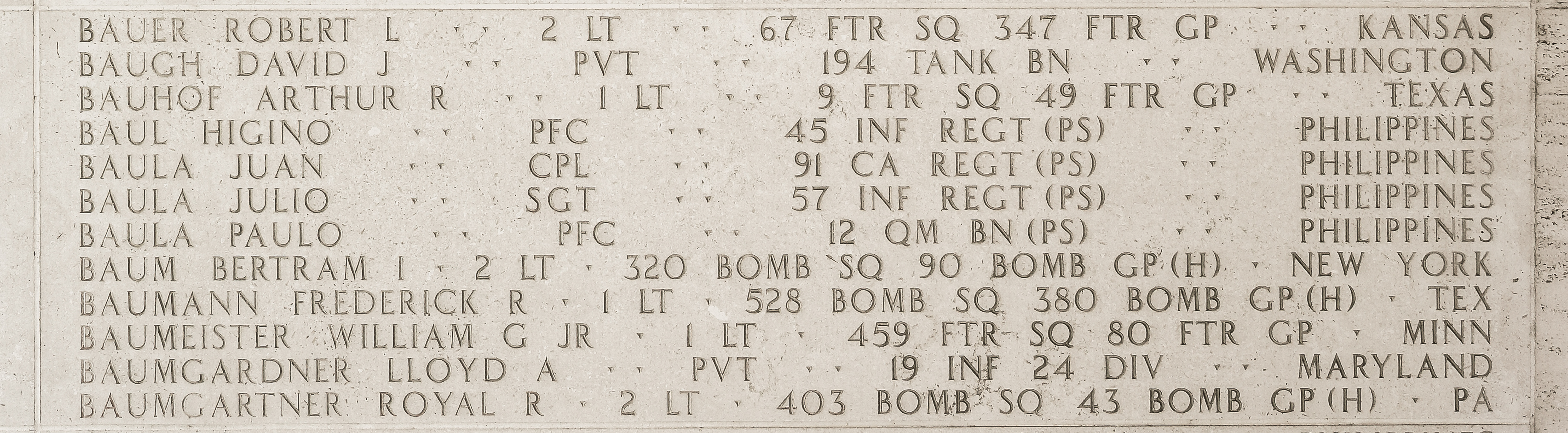 William G.  Baumeister, First Lieutenant